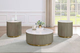 Jason Greige/White Marble 3-piece Round White Marble Coffee Table Set by Coaster at Eve Furniture