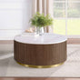 Jason Honey Brown Round White Marble Top Coffee Table by Coaster at Eve Furniture