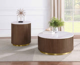 Jason Honey Brown Round White Marble Top Side End Table by Coaster at Eve Furniture