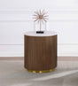 Jason Honey Brown Round White Marble Top Side End Table by Coaster at Eve Furniture