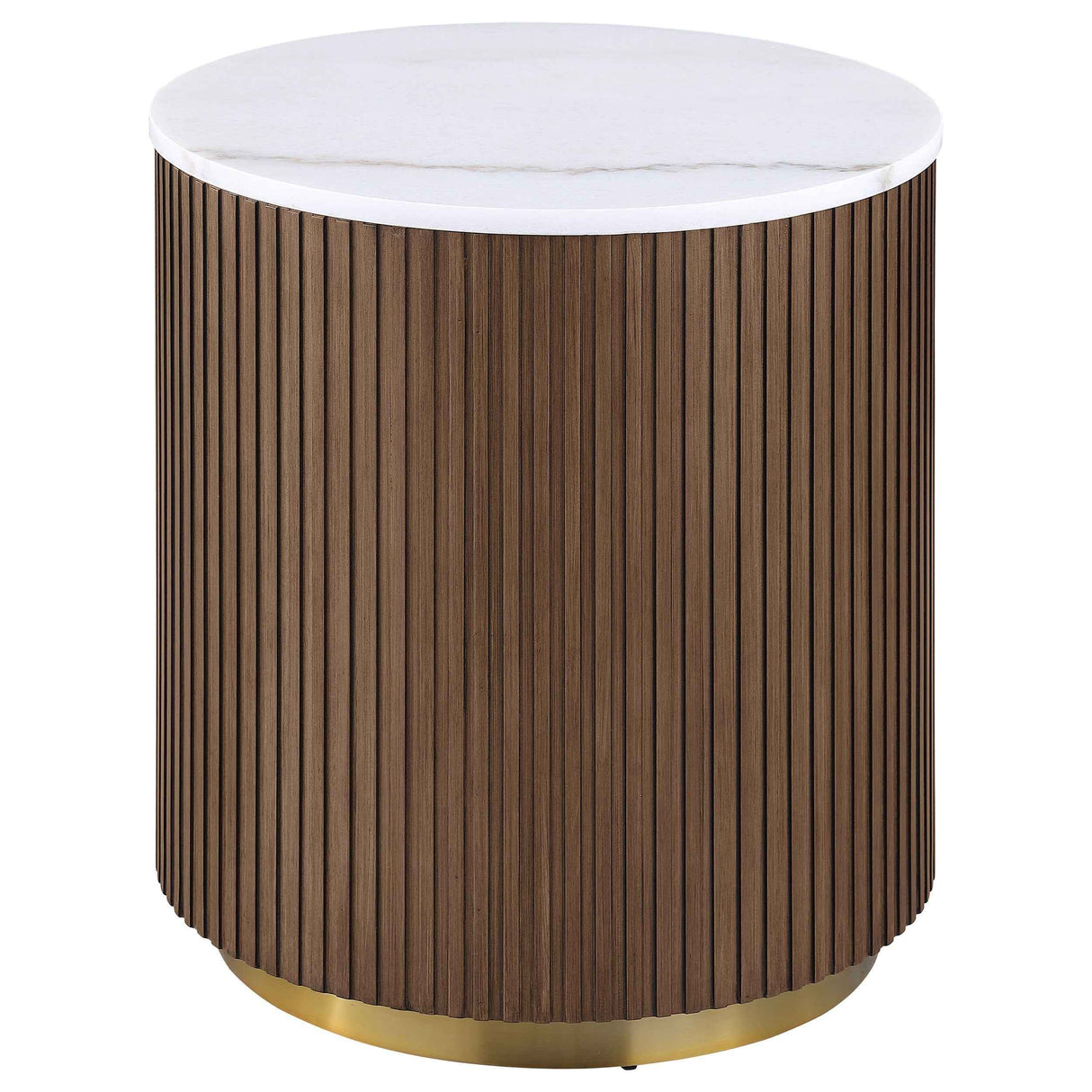 Jason Honey Brown/White Marble 2-piece Round White Marble Coffee Table Set by Coaster at Eve Furniture