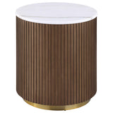 Jason Honey Brown/White Marble 2-piece Round White Marble Coffee Table Set by Coaster at Eve Furniture