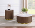 Jason Honey Brown/White Marble 2-piece Round White Marble Coffee Table Set by Coaster at Eve Furniture