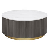 Jason Round Marble Top Coffee Table White and Charcoal