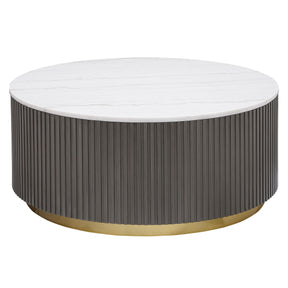 Jason Round Marble Top Coffee Table White and Charcoal by Coaster at Eve Furniture