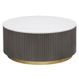 Jason Round Marble Top Coffee Table White and Charcoal by Coaster at Eve Furniture