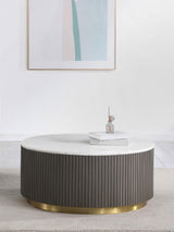 Jason Round Marble Top Coffee Table White and Charcoal by Coaster at Eve Furniture