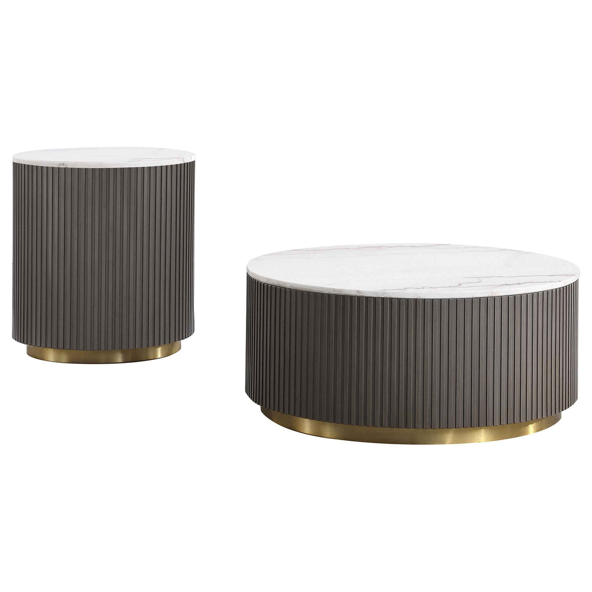 Jason White 2-piece Round Marble Coffee and End Table Set by Coaster at Eve Furniture