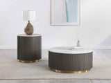Jason White 2-piece Round Marble Coffee and End Table Set by Coaster at Eve Furniture