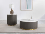 Jason White and Charcoal Round Marble Top Side End Table by Coaster at Eve Furniture
