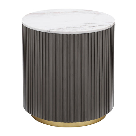 Jason White and Charcoal Round Marble Top Side End Table by Coaster at Eve Furniture