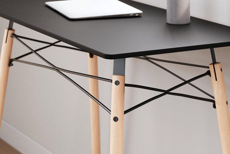 Jaspeni Black/Natural Home Office Desk by Ashley at Eve Furniture