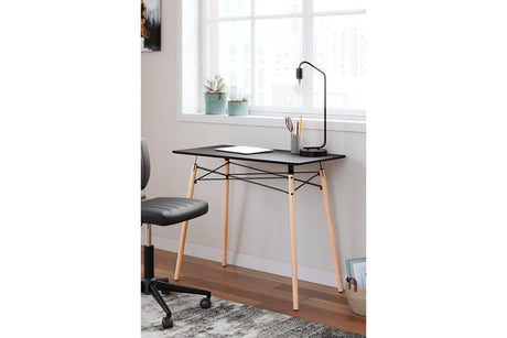 Jaspeni Black/Natural Home Office Desk by Ashley at Eve Furniture