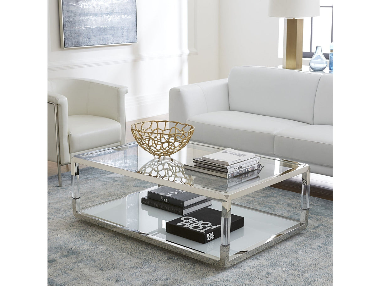 Jasper Coffee Table in Acrylic/White Glass/PSS by Modus Furniture at Eve Furniture