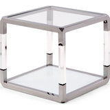 Jasper End Table in Acrylic/White Glass/PSS by Modus Furniture at Eve Furniture