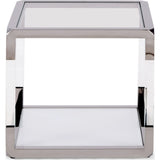Jasper End Table in Acrylic/White Glass/PSS by Modus Furniture at Eve Furniture
