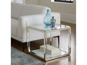 Jasper End Table in Acrylic/White Glass/PSS by Modus Furniture at Eve Furniture