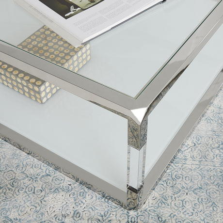 Jasper Square Coffee Table in Acrylic/White Glass/PSS by Modus Furniture at Eve Furniture
