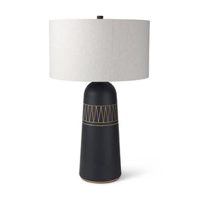 Javier Black Base W/Cream Fabric Shade Table Lamp by Mercana at Eve Furniture