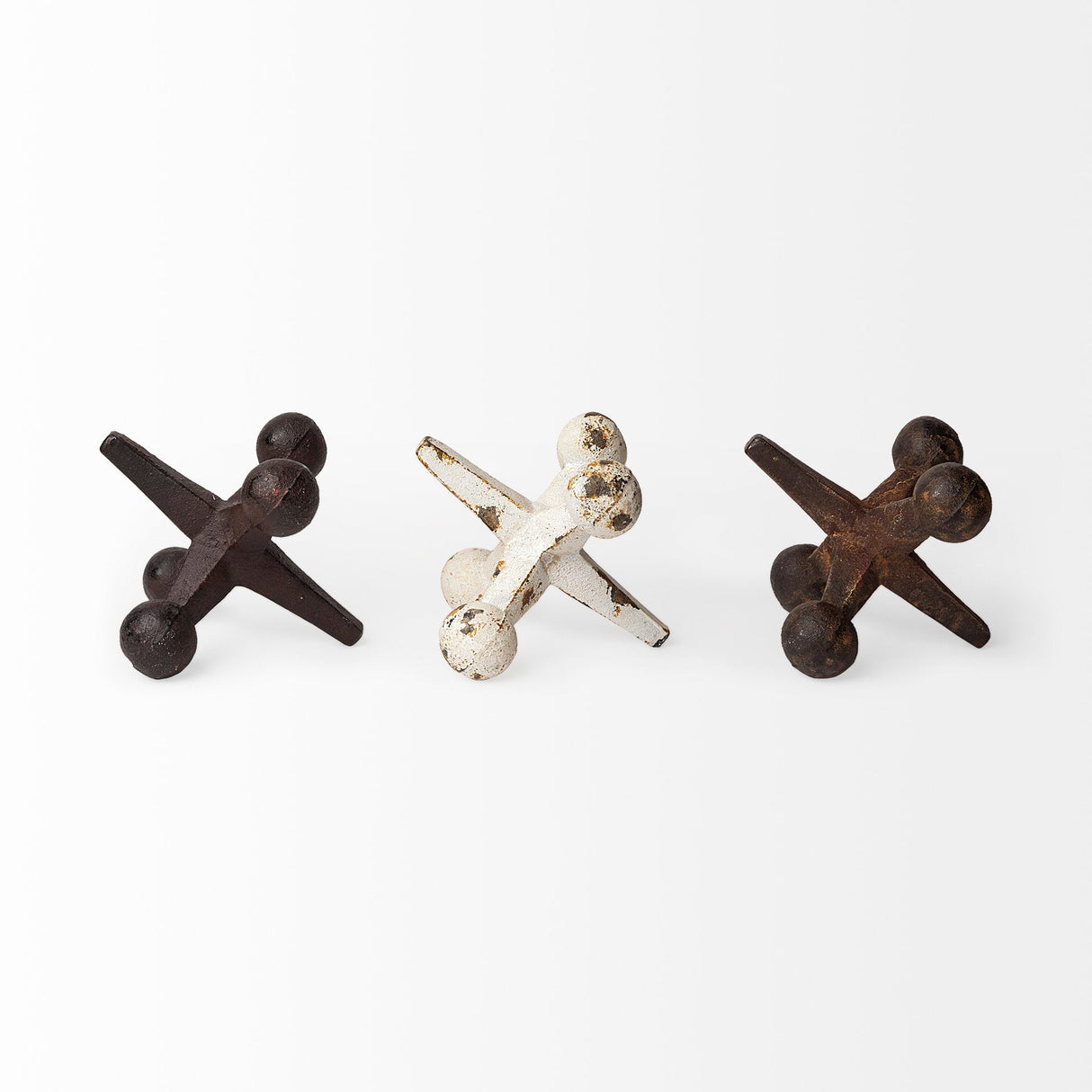Jax Set of 3 8L x 7W Cast Iron Metal Jacks by Mercana at Eve Furniture