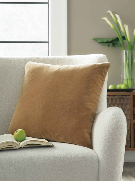 Jaxkins Camel Pillow by Ashley at Eve Furniture