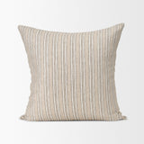 Jaxon Beige/Black Striped Cotton-Linen Square Pillow Cover w/Down Filler, Set of 2 by Mercana at Eve Furniture