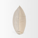 Jaxon Beige/Black Striped Cotton-Linen Square Pillow Cover w/Down Filler, Set of 2 by Mercana at Eve Furniture