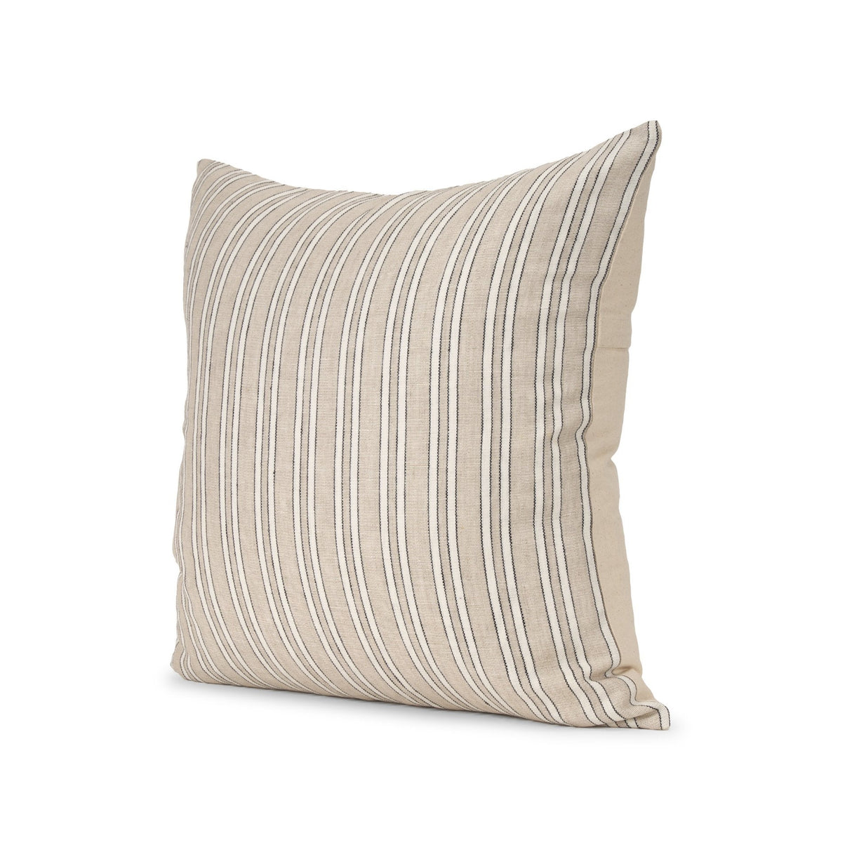 Jaxon Beige/Black Striped Cotton-Linen Square Pillow Cover w/Down Filler, Set of 2 by Mercana at Eve Furniture