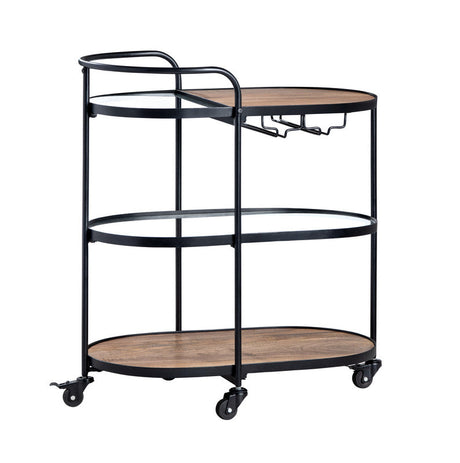 Jaxon Brown/Black Bar Cart by Crestview at Eve Furniture