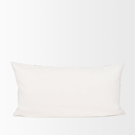 Jayden Cream w/ Black Print Linen Lumbar Decorative Pillow Cover by Mercana at Eve Furniture