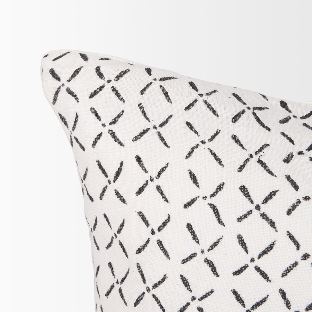 Jayden Cream w/ Black Print Linen Lumbar Decorative Pillow Cover by Mercana at Eve Furniture