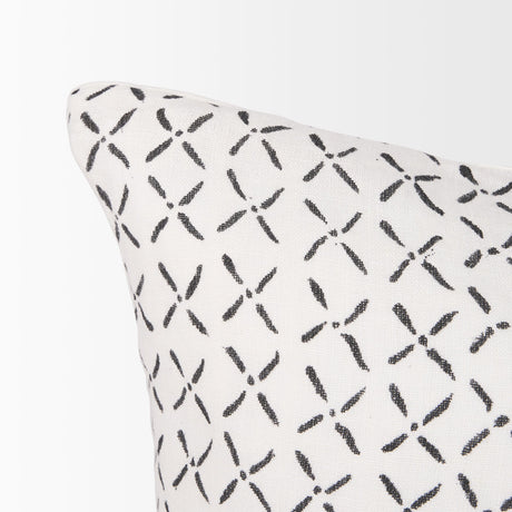 Jayden Cream w/ Black Print Linen Lumbar Decorative Pillow Cover by Mercana at Eve Furniture
