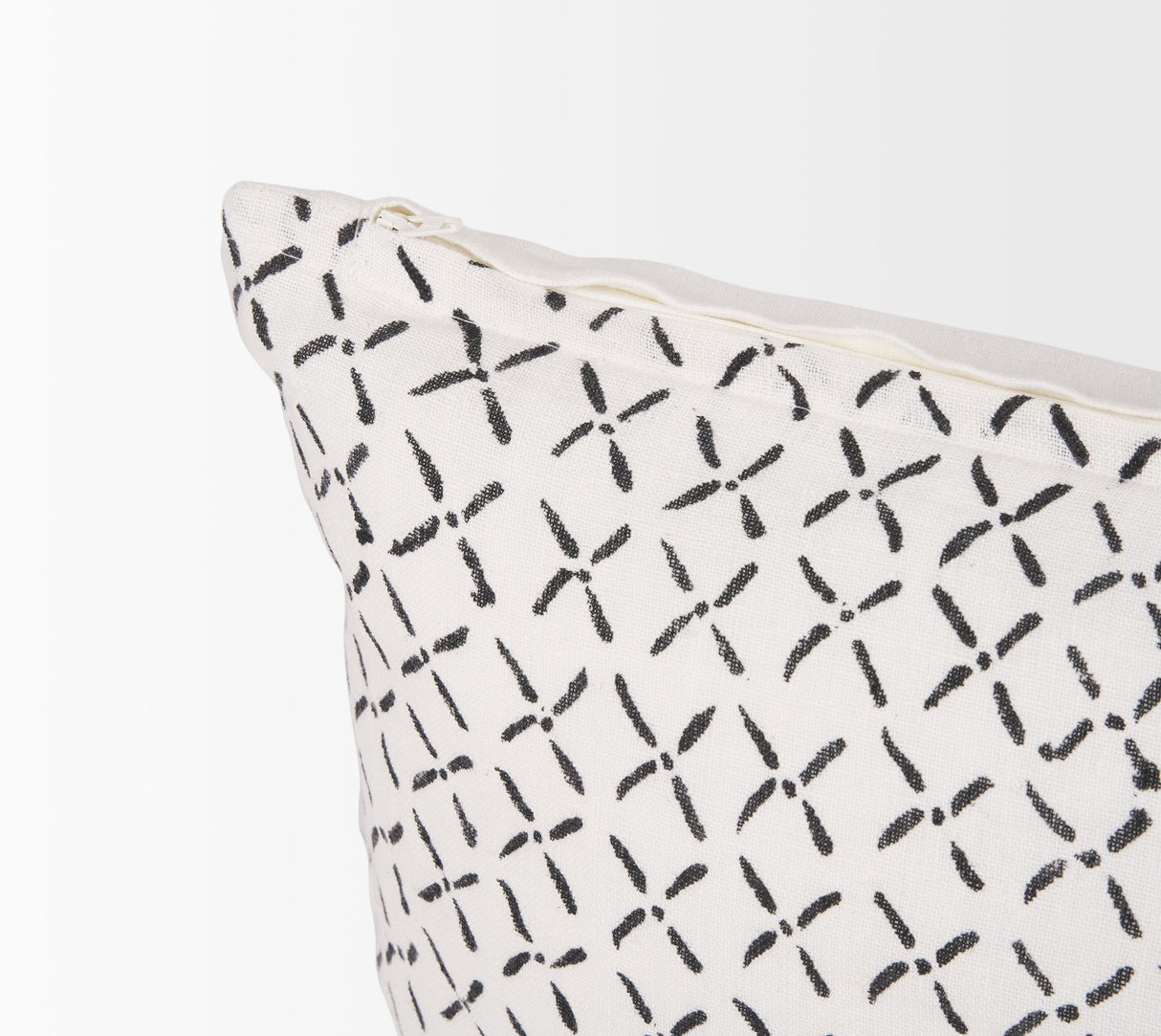 Jayden Cream w/ Black Print Linen Lumbar Decorative Pillow Cover by Mercana at Eve Furniture