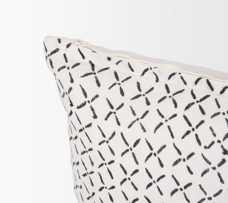 Jayden Cream w/ Black Print Linen Lumbar Decorative Pillow Cover by Mercana at Eve Furniture