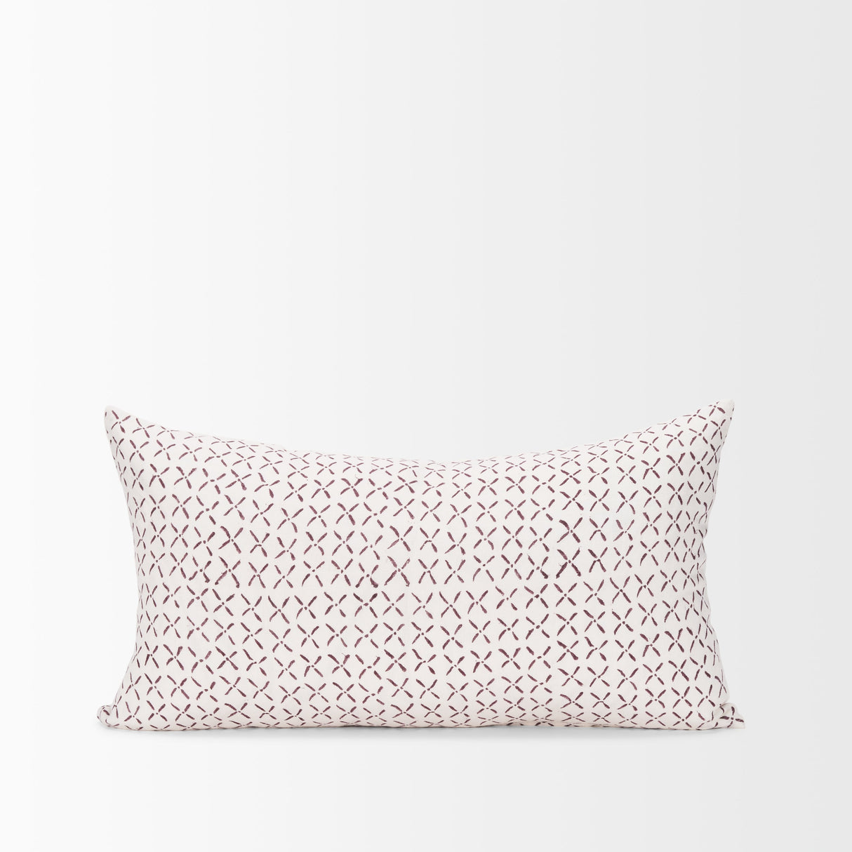 Jayden Cream w/ Merlot Print Linen Lumbar Decorative Pillow Cover by Mercana at Eve Furniture