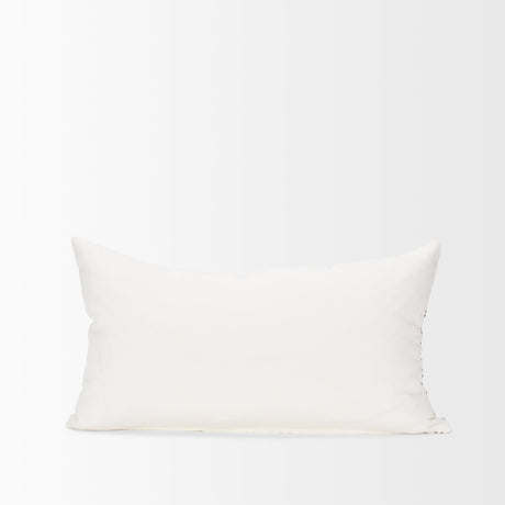 Jayden Cream w/ Merlot Print Linen Lumbar Decorative Pillow Cover by Mercana at Eve Furniture