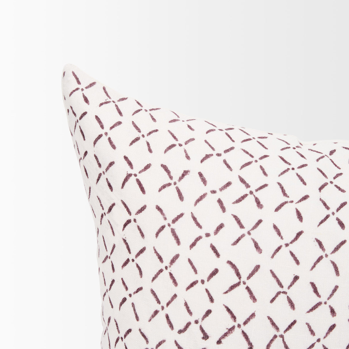 Jayden Cream w/ Merlot Print Linen Lumbar Decorative Pillow Cover by Mercana at Eve Furniture