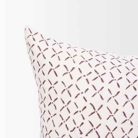 Jayden Cream w/ Merlot Print Linen Lumbar Decorative Pillow Cover by Mercana at Eve Furniture
