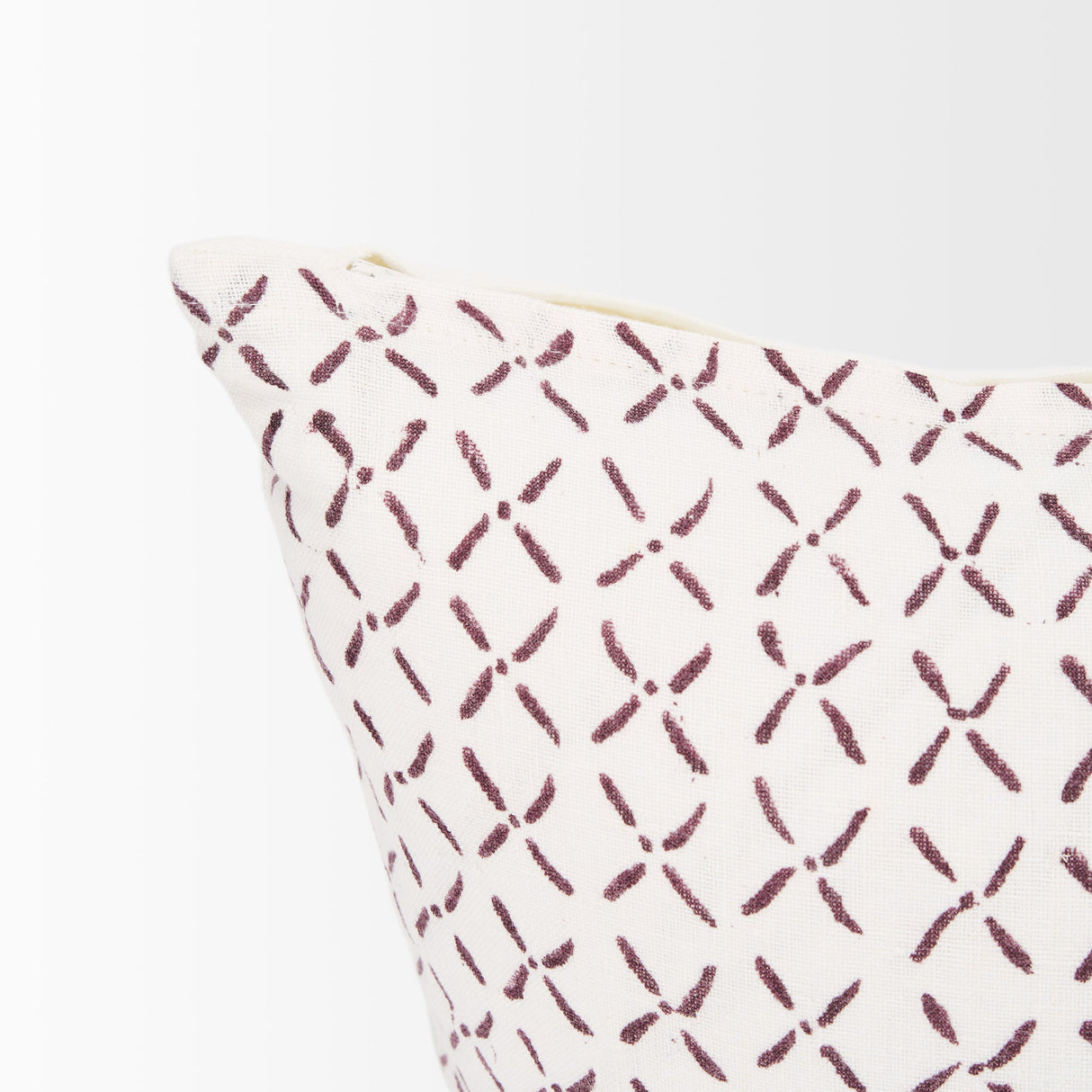 Jayden Cream w/ Merlot Print Linen Lumbar Decorative Pillow Cover by Mercana at Eve Furniture