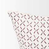 Jayden Cream w/ Merlot Print Linen Lumbar Decorative Pillow Cover by Mercana at Eve Furniture