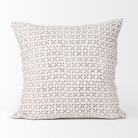 Jayden Cream w/ Merlot Print Linen Square Decorative Pillow Cover by Mercana at Eve Furniture