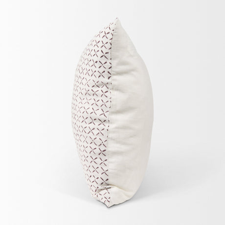 Jayden Cream w/ Merlot Print Linen Square Decorative Pillow Cover by Mercana at Eve Furniture