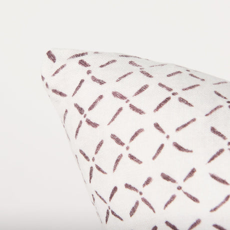 Jayden Cream w/ Merlot Print Linen Square Decorative Pillow Cover by Mercana at Eve Furniture