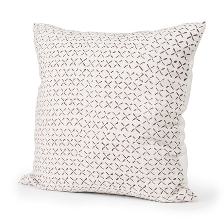 Jayden Cream w/ Merlot Print Linen Square Decorative Pillow Cover by Mercana at Eve Furniture