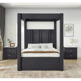 Jayla Black Upholstered King Canopy Bed by Crown Mark at Eve Furniture
