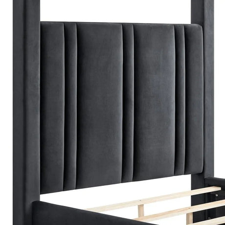 Jayla Black Upholstered King Canopy Bed by Crown Mark at Eve Furniture