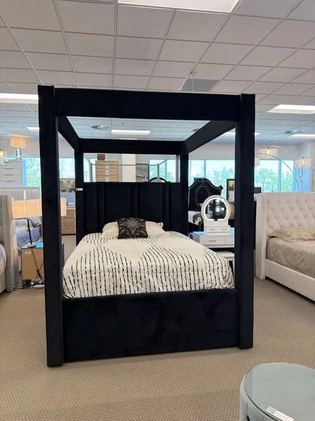Jayla Upholstered Queen Canopy Bed by Crown Mark at Eve Furniture