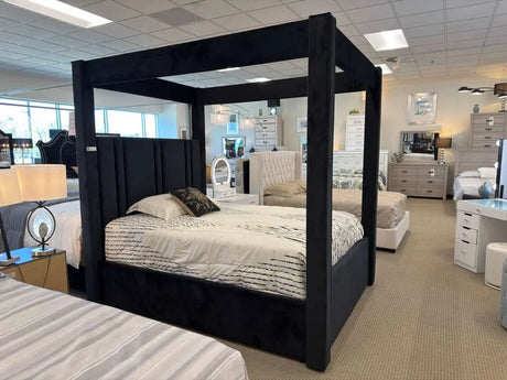 Jayla Upholstered Queen Canopy Bed by Crown Mark at Eve Furniture