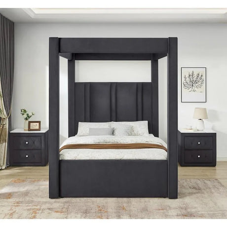 Jayla Upholstered Queen Canopy Bed by Crown Mark at Eve Furniture