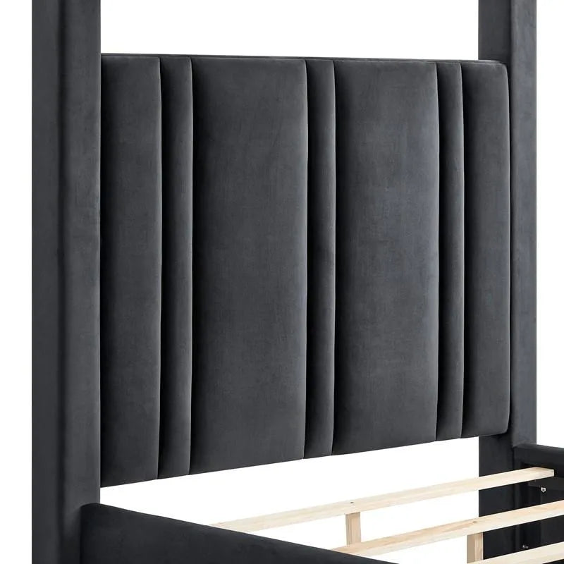 Jayla Upholstered Queen Canopy Bed by Crown Mark at Eve Furniture